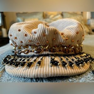 Beaded corduroy newsboy hat